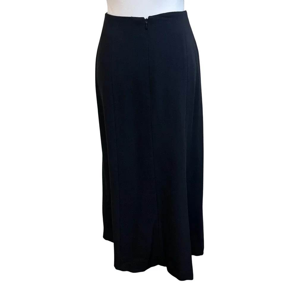 Vintage ELLEN TRACY Black High Waist Maxi Pencil Skirt 10 Minimalist Column Work